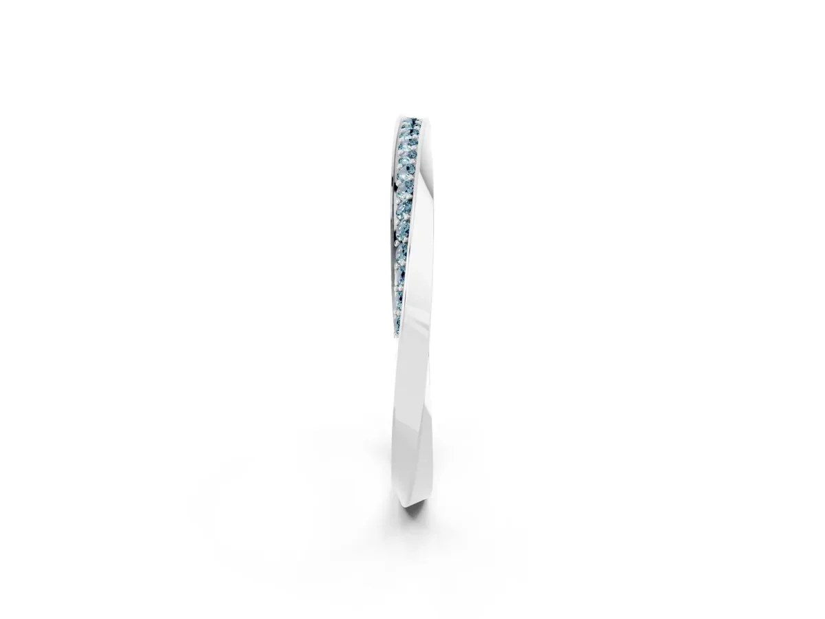 Pavé Round Aquamarine Twist Band White gold