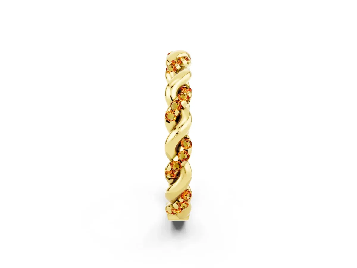 Twisted Pavé Round Citrine Eternity Band Yellow gold