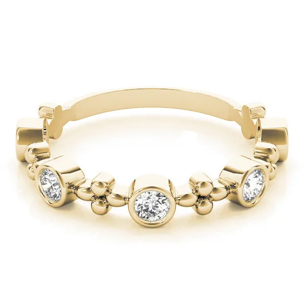 Bezel Set Round Diamond Floral Eternity Band Yellow gold