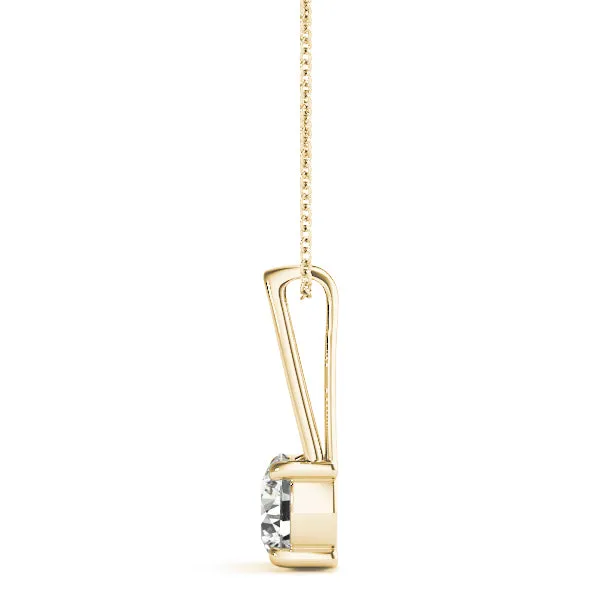 Round Solitaire Diamond V-Bale Pendant Yellow gold