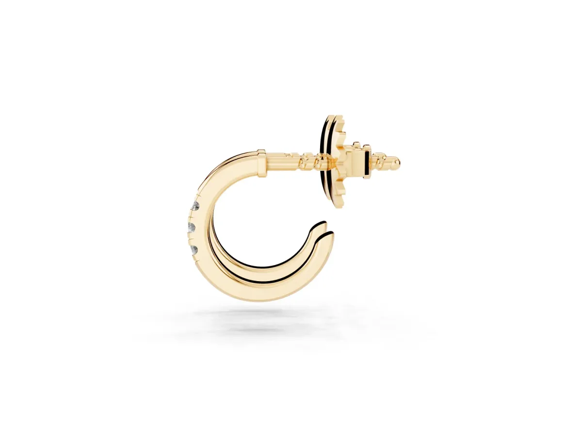 Round Diamond Petite Huggie Hoop Earrings Yellow gold