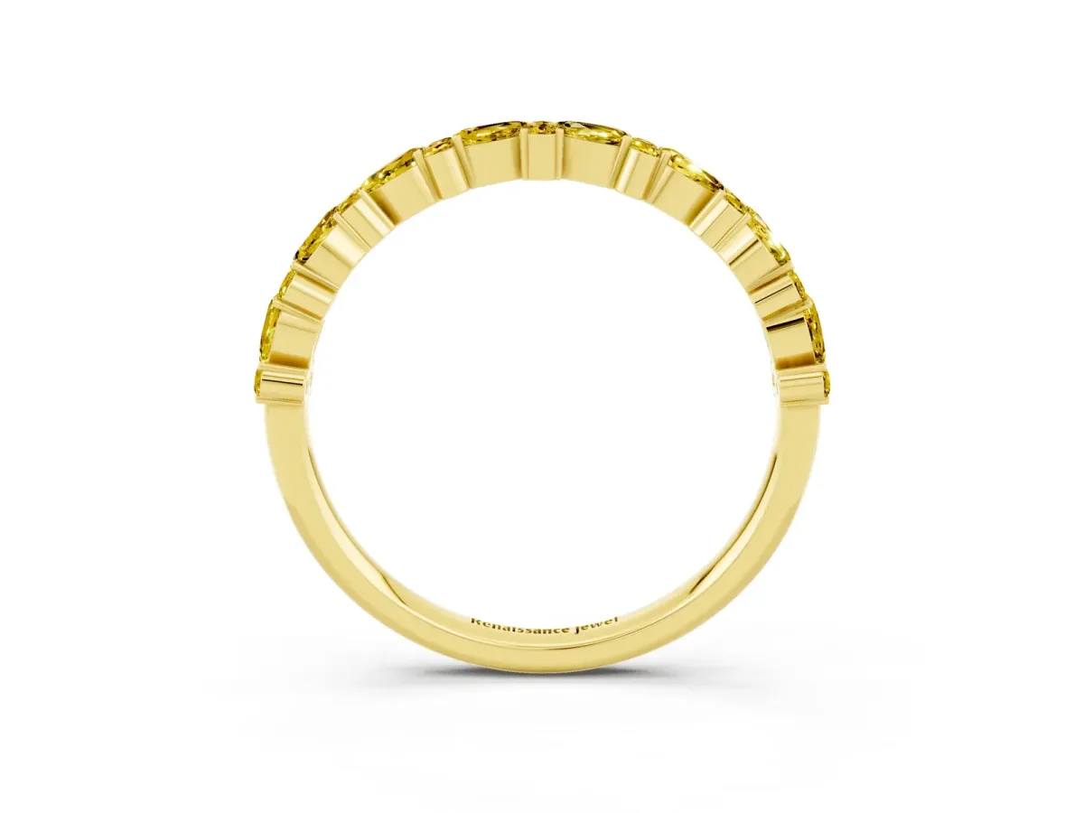 Pear and Round Yellow Sapphire Wedding Band Yellow gold