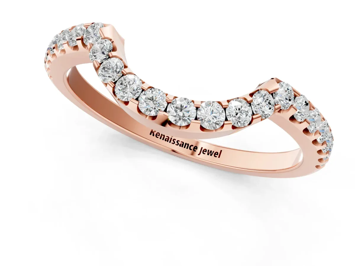 Round Diamond Pavé Curved Eternity Band Rose gold