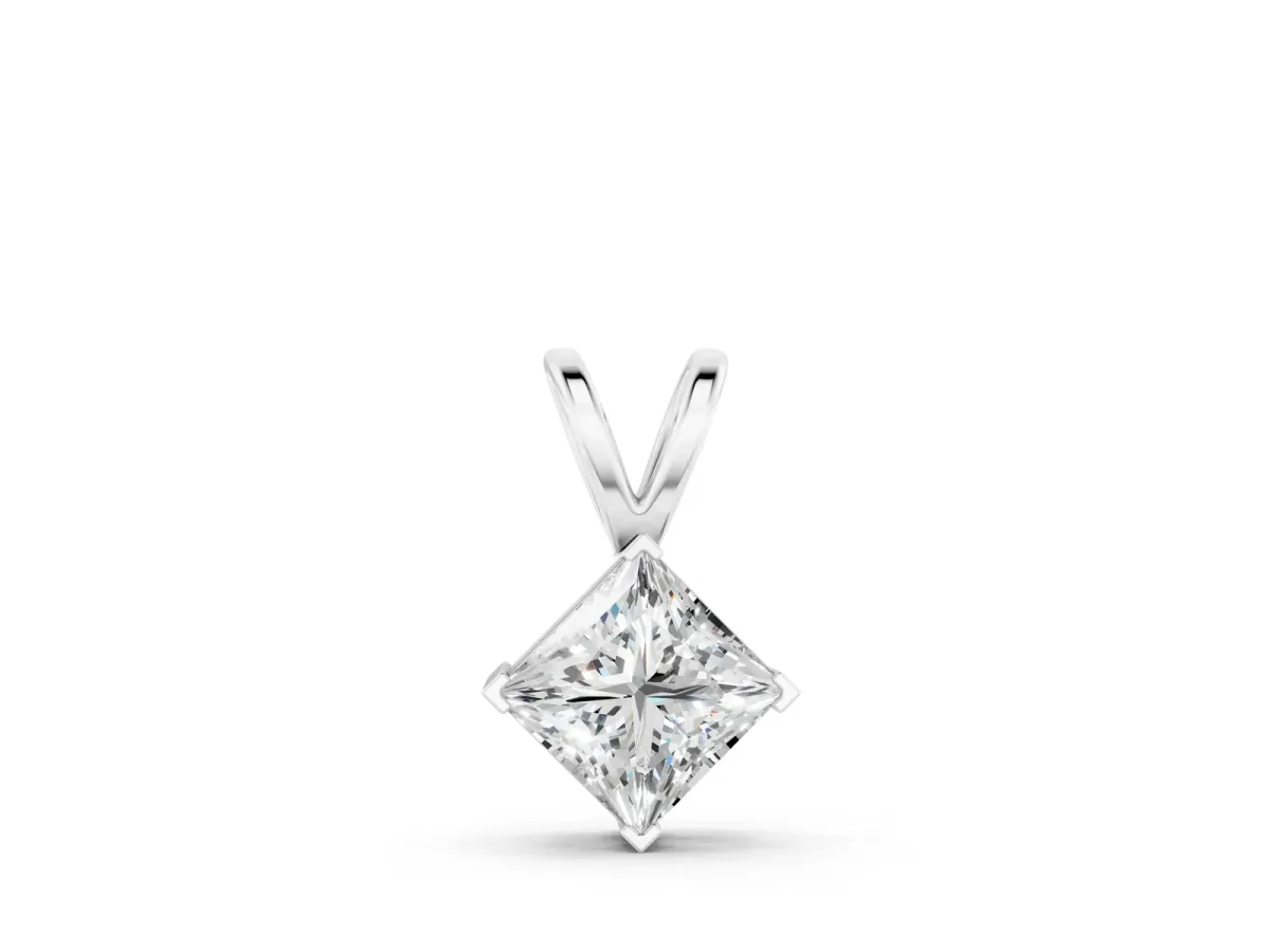 Princess Cut Bezel Set Pendant Silver