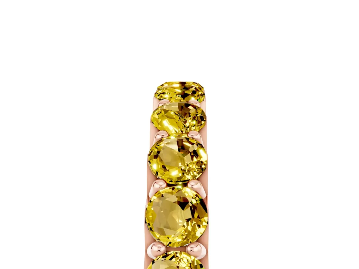 Round Yellow Sapphire Half Eternity Band with Classic Prong Setting Rose gold