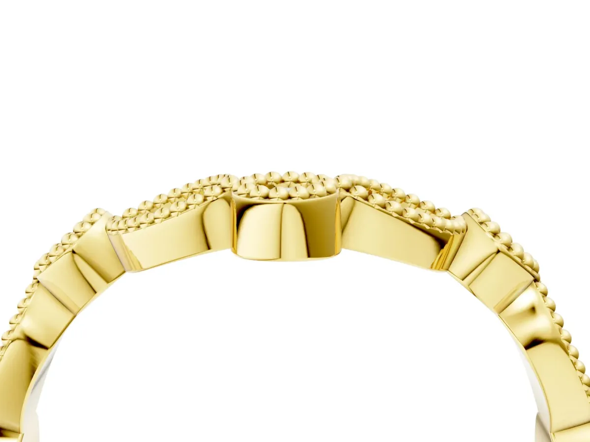 Milgrain Marquise and Round Diamond Half Eternity Band Yellow gold
