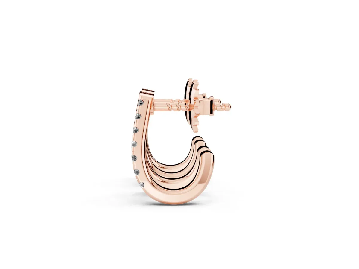 Round Diamond Zuri Huggie Hoop Earrings Rose gold