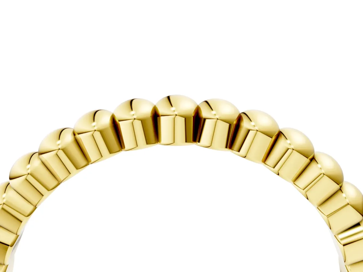 Beaded Round Stone Eternity Band with Bezel Setting Yellow gold