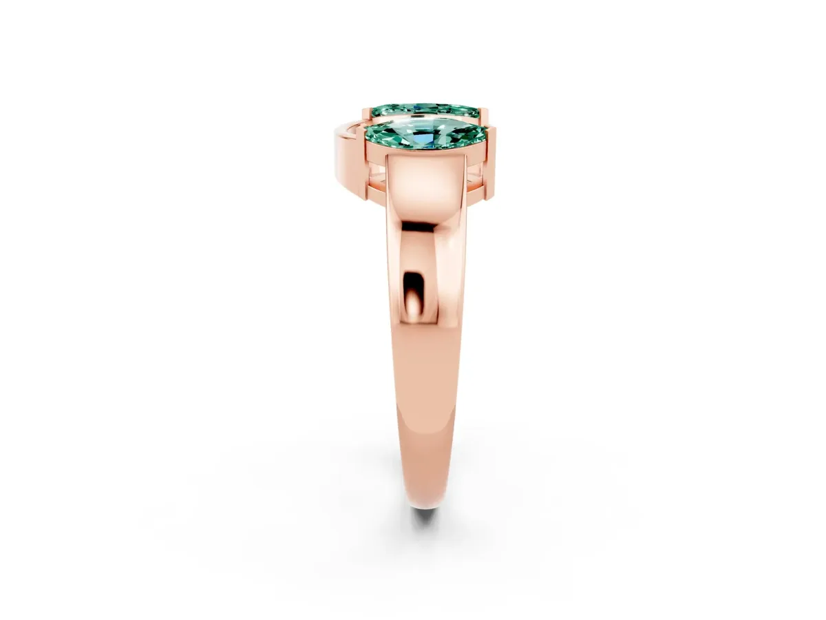 Marquise Green Sapphire Open Band Ring with Tension Setting Rose gold