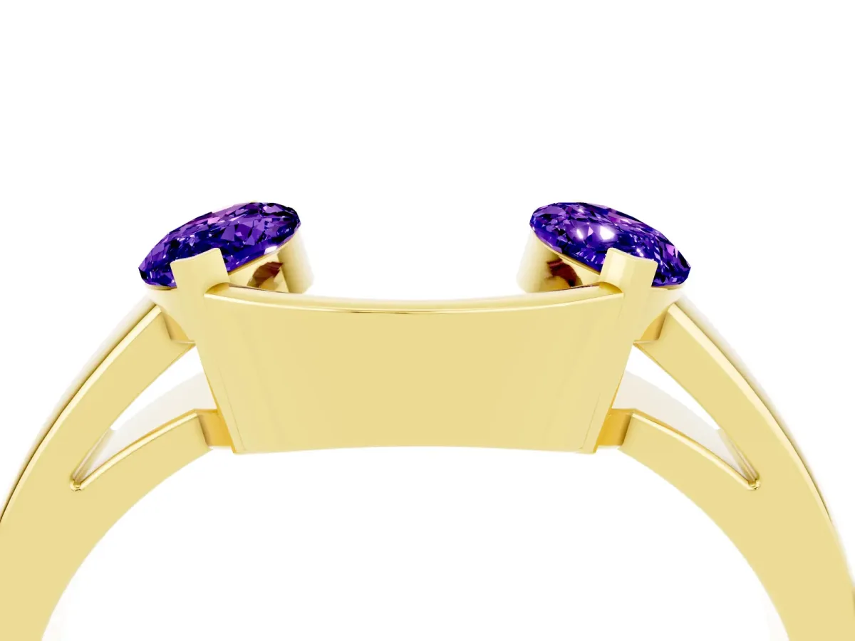 Marquise Tanzanite Open Band Ring with Tension Setting Yellow gold