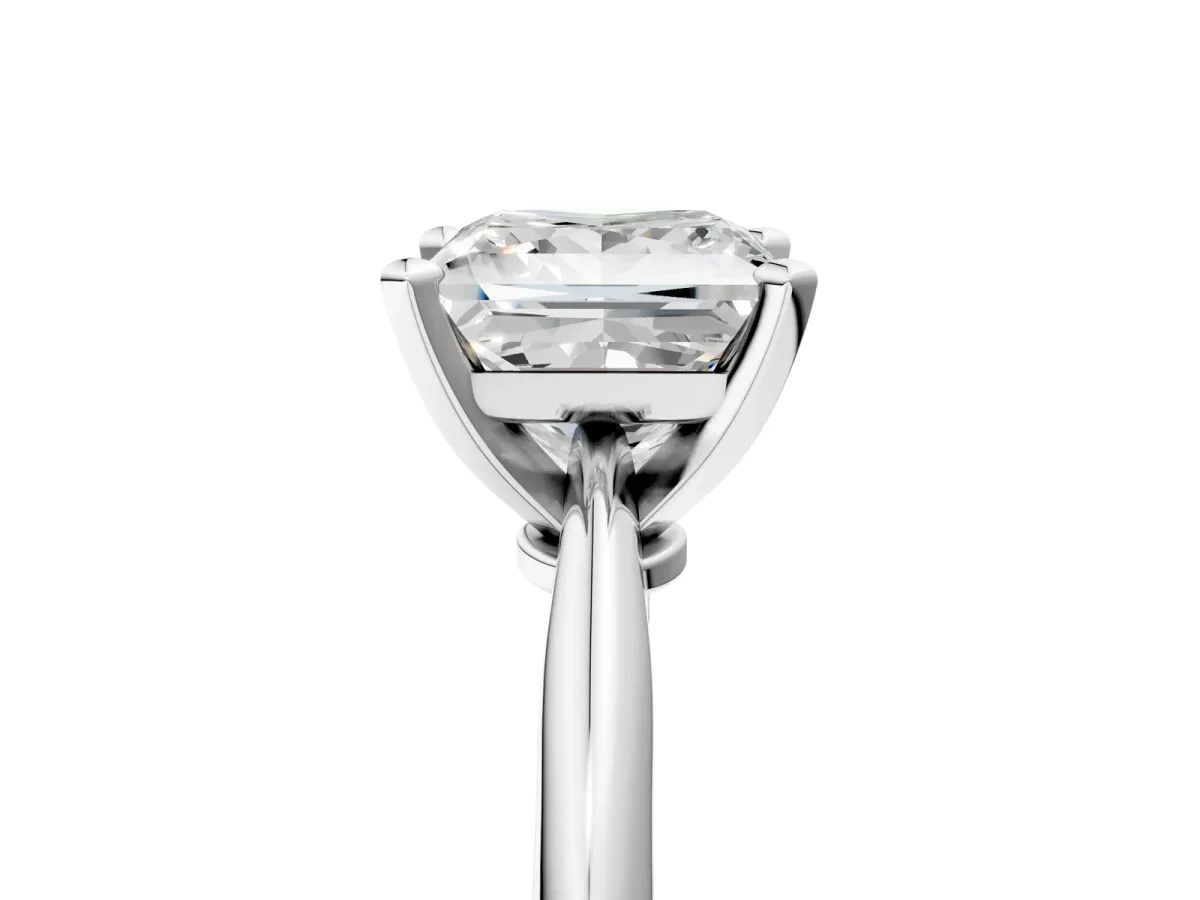 Princess Cut Diamond Solitaire Engagement Ring with Classic Band and Four-Prong Setting Silver