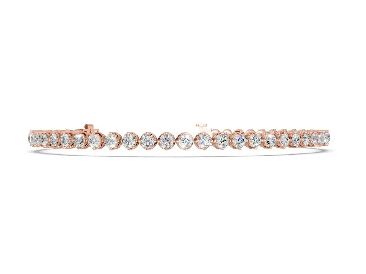 Round Cut Diamond Tennis Bracelet with Prong Setting and Twisted Band Rose gold