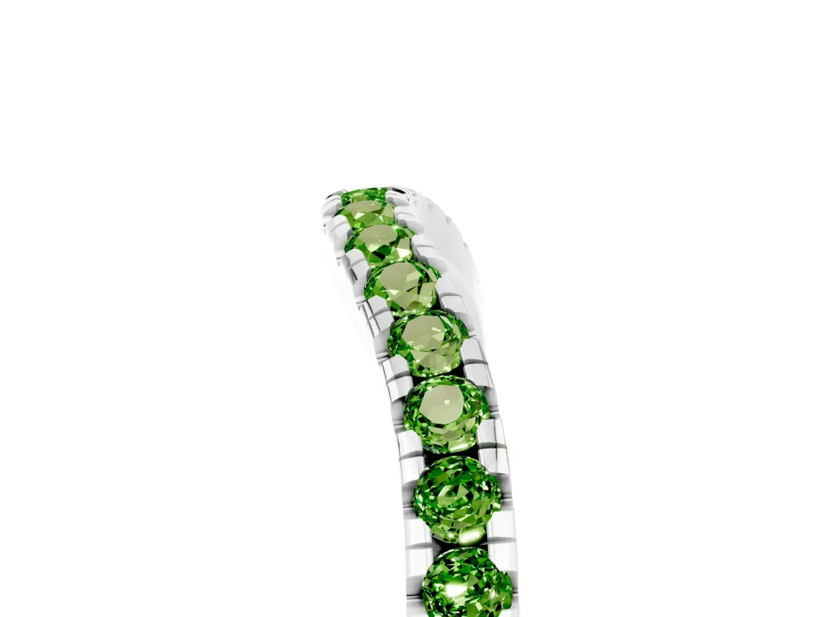 Peridot Pavé Curved Wedding Band White gold