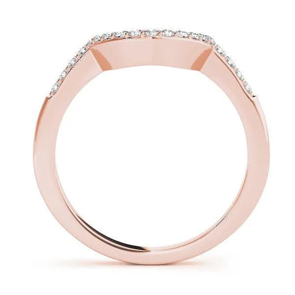 Pavé Round Diamond Contour Band with Prong Setting Rose gold