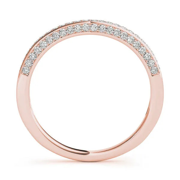 Pavé Round Diamond Curved Band Rose gold