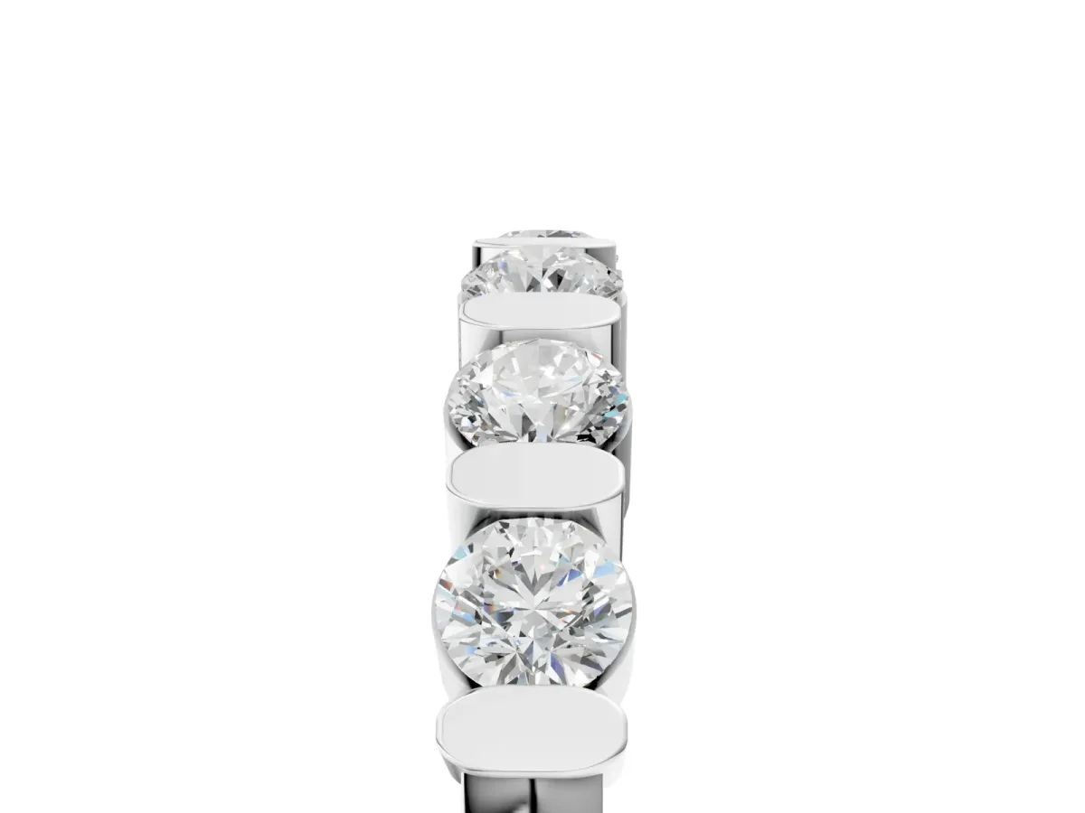 Channel Set Round Diamond Half Eternity Band Silver
