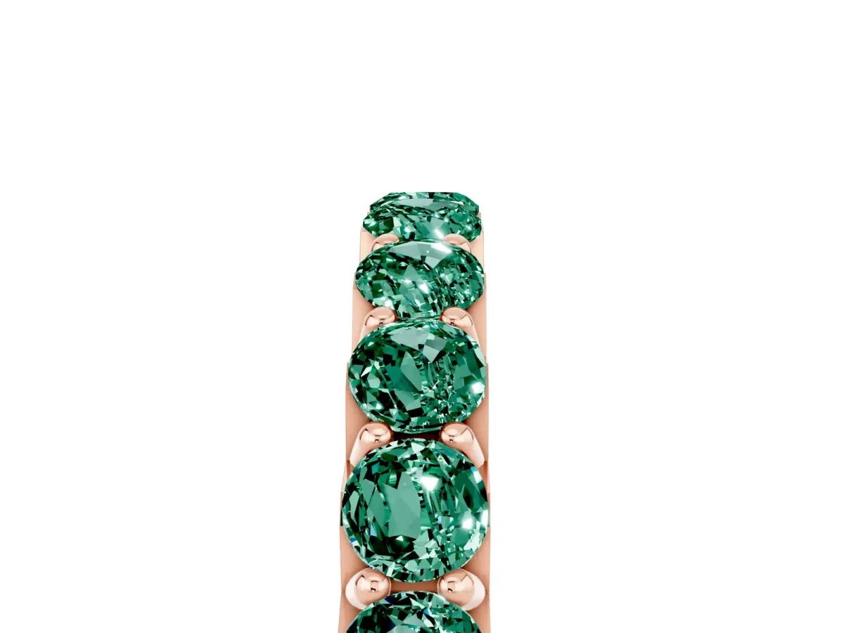 Round Green Sapphire Half Eternity Band with Classic Prong Setting Rose gold