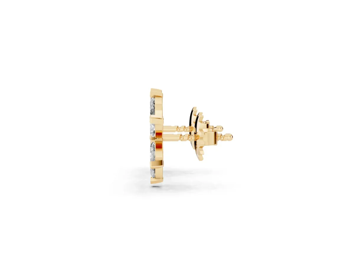 Marquise Diamond Sunflower Stud Earrings Yellow gold