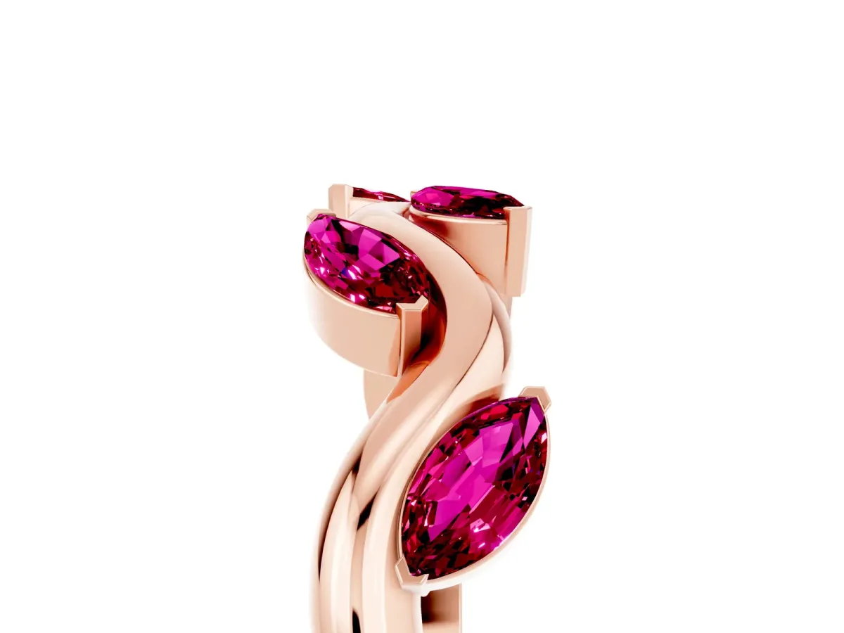 Marquise Garnet Twisted Band with Prong Setting Rose gold