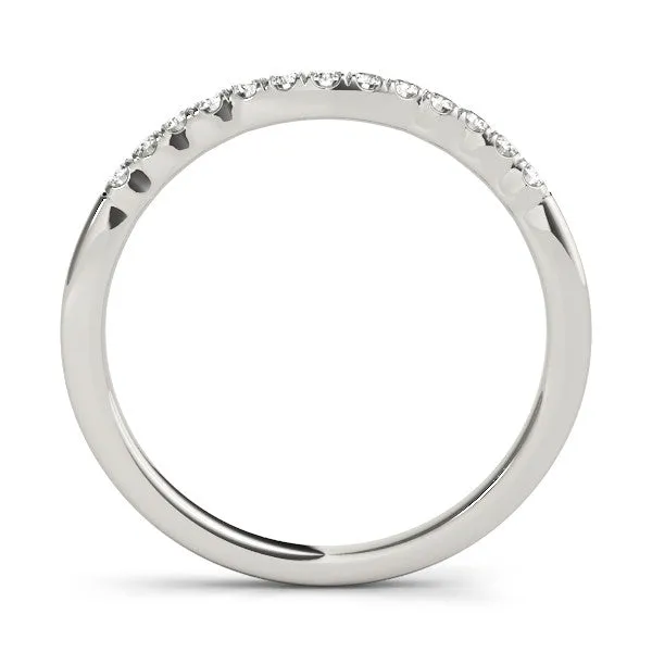 Round Diamond U-Shape Pavé Curved Wedding Band White gold