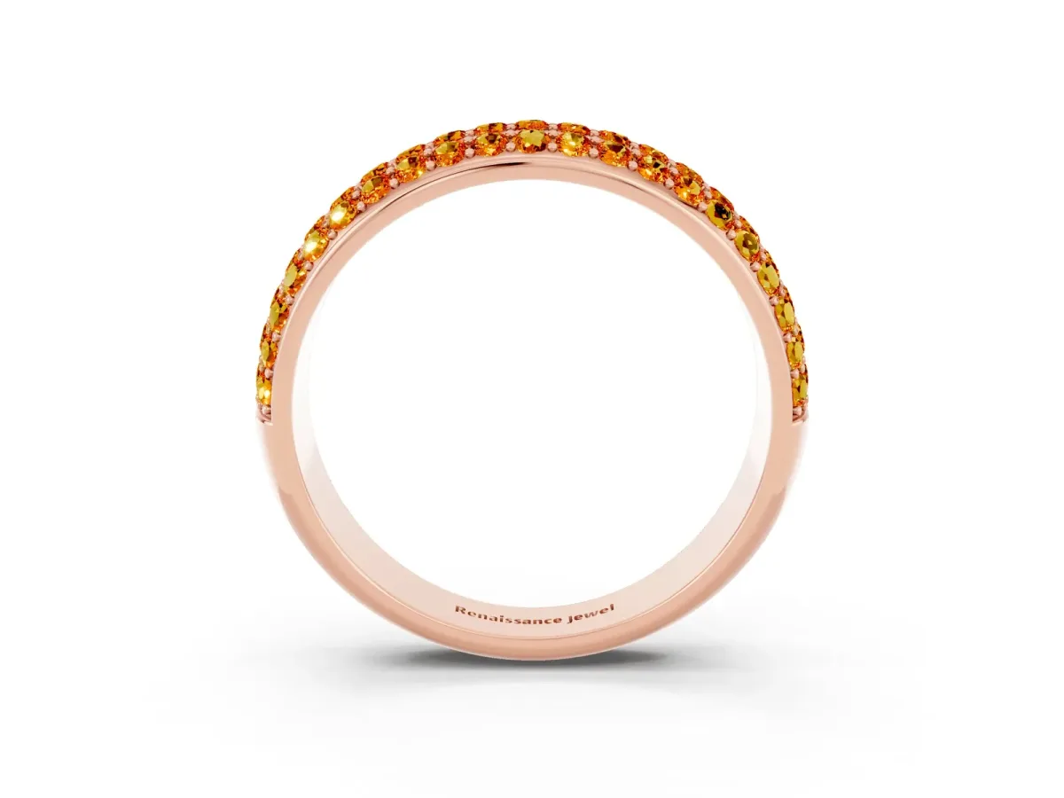 Three-Row Round Citrine Eternity Band with Shared Prong Setting Rose gold