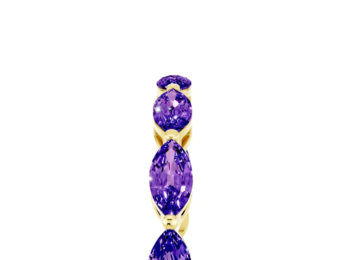 Marquise Tanzanite Eternity Band with U-Prong Setting Yellow gold