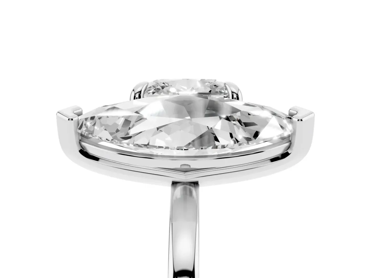 Cushion and Marquise Toi Moi Ring with Prong Setting and Plain Band White gold
