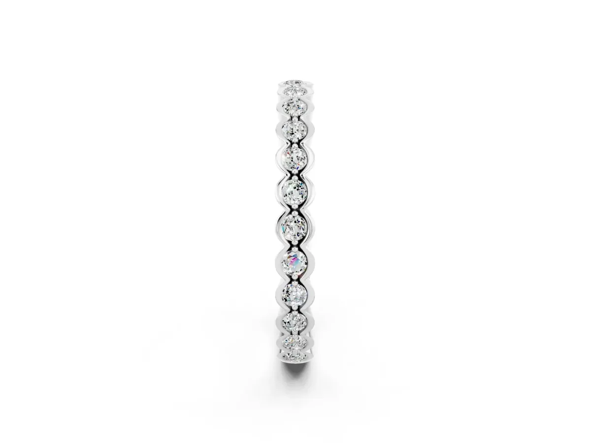 Round Moissanite Bezel Set Eternity Band White gold