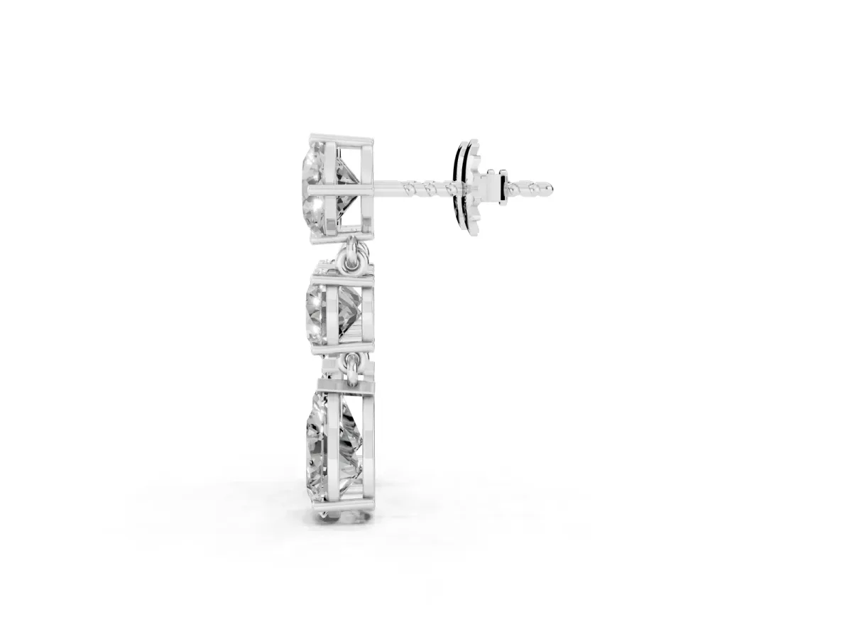 Multi-Shape Diamond Drop Earring Platinum