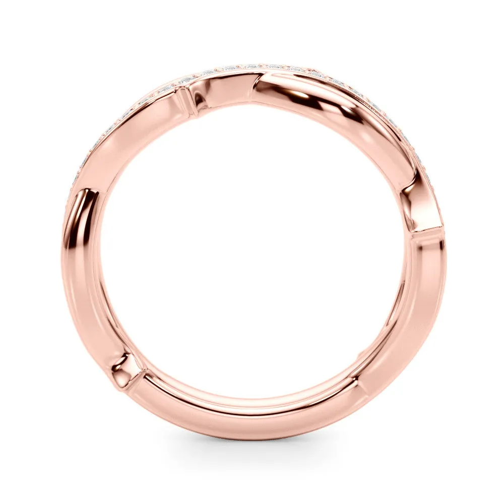 Pavé Round Diamond Twist Band with Bezel Setting Rose gold