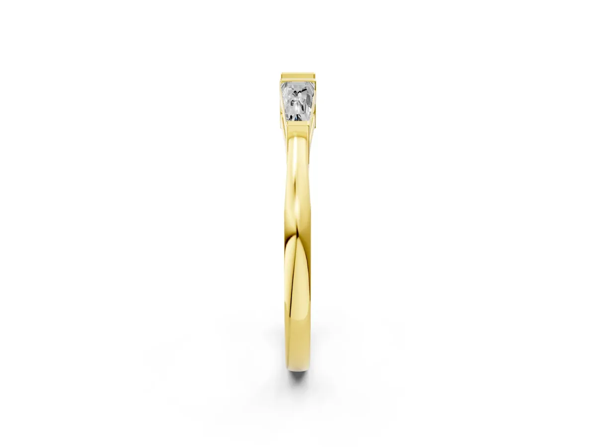 Baguette Diamond Open Band with Bar Prong Setting Yellow gold