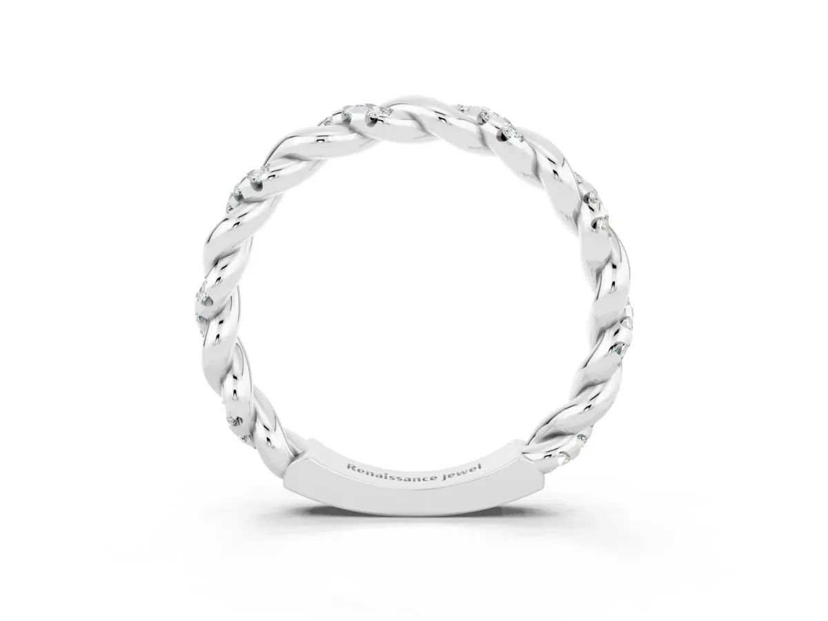 Twisted Pavé Round Moissanite Eternity Band White gold