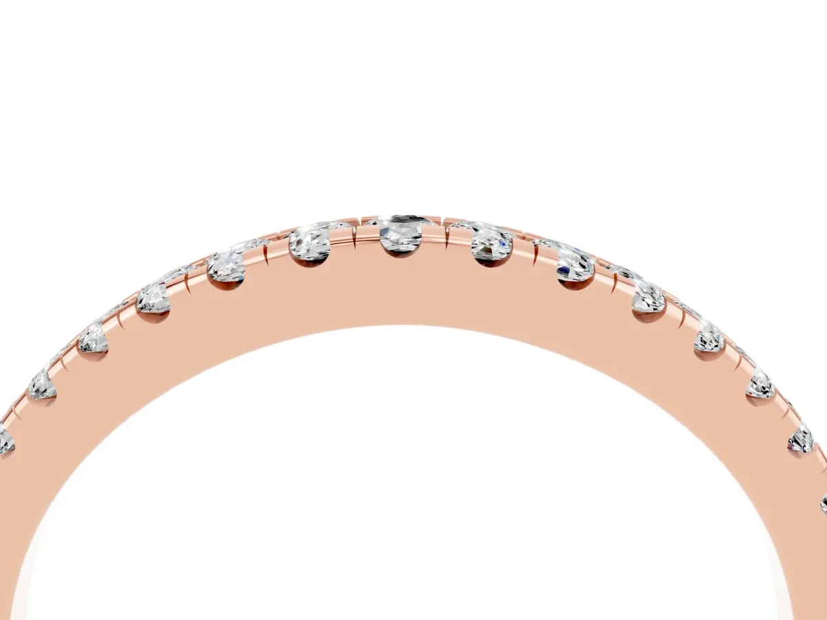 Round Moissanite Pavé Half Eternity Band with Shared Prong Setting Rose gold