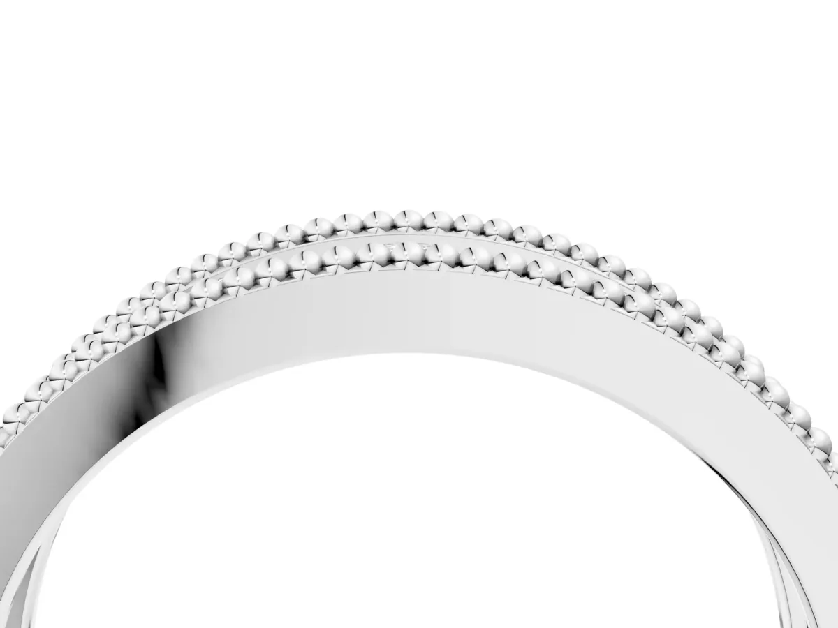 Round Diamond Twist Milgrain Band with Bezel Setting White gold