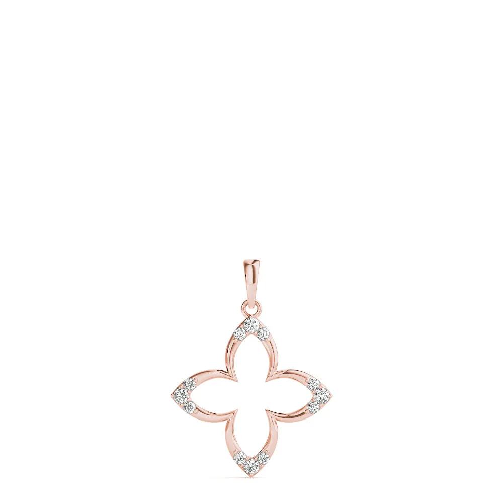 Pavé Diamond Marquise Prong Pendant Rose gold