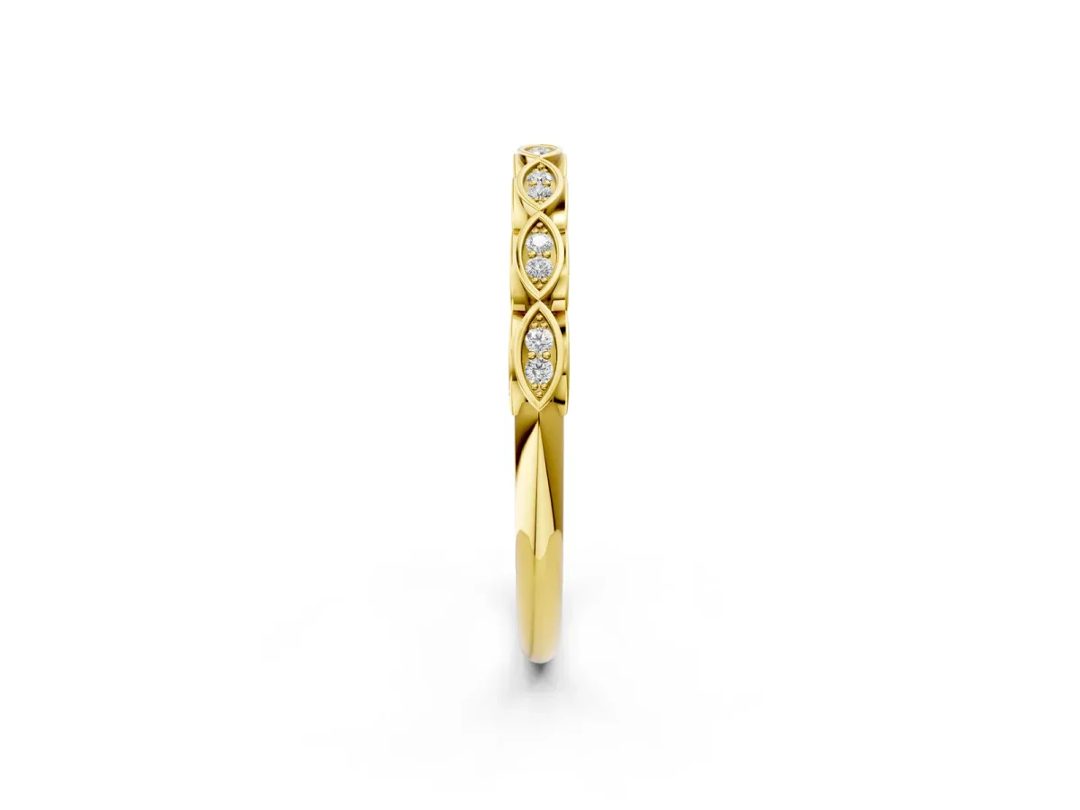 Marquise Diamond Eternity Band with Pavé and Bezel Setting Yellow gold