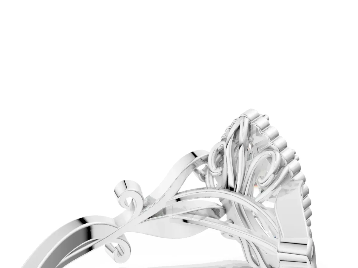 Marquise Cut Diamond Halo Ring with Vintage Split Shank and Four-Prong Setting Platinum
