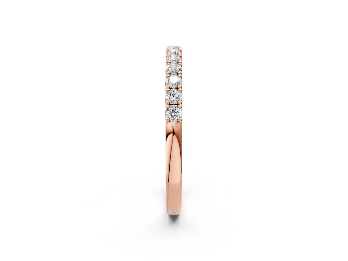 Round Diamond Half-Eternity Band with Shared Prong Setting Rose gold