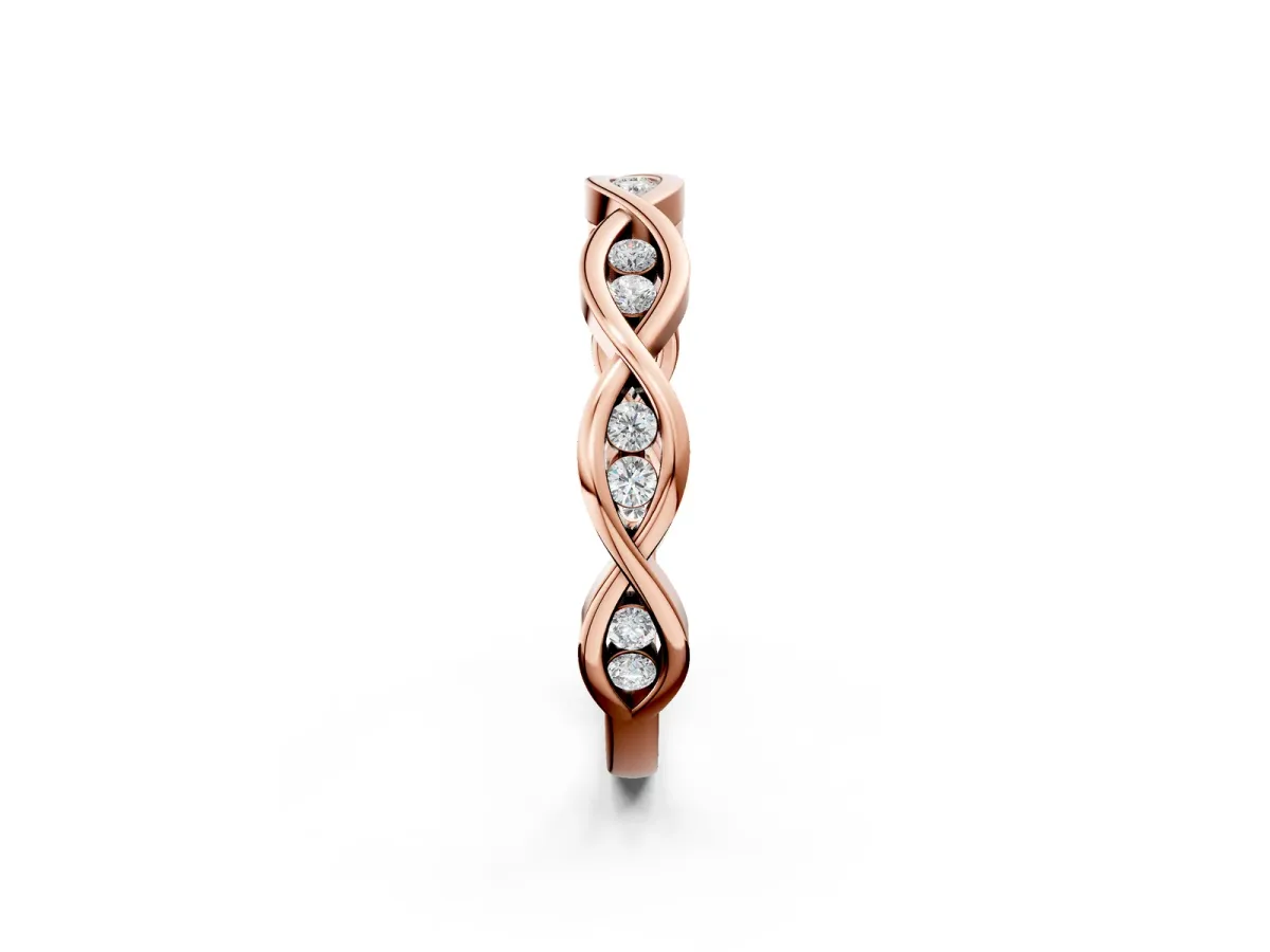 Round Diamond Twist Eternity Band with Bezel Setting Rose gold