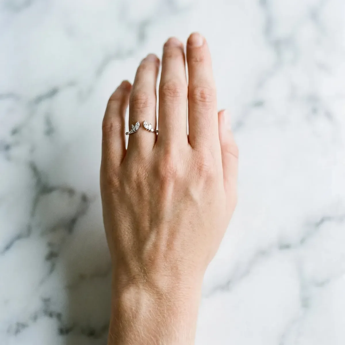 Open Marquise Cluster Diamond Band with Prong Setting Platinum
