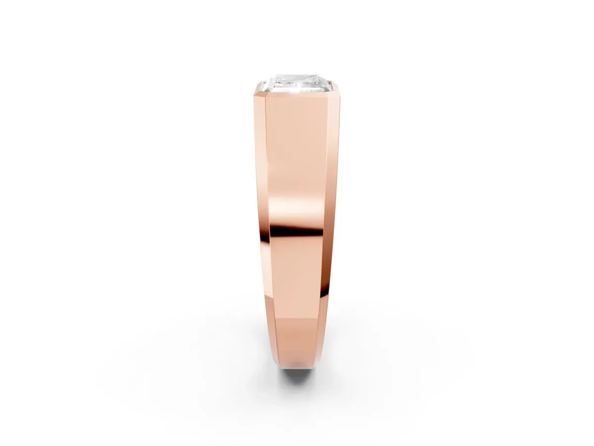 Radiant Diamond Wide Bezel Mens Ring Rose gold