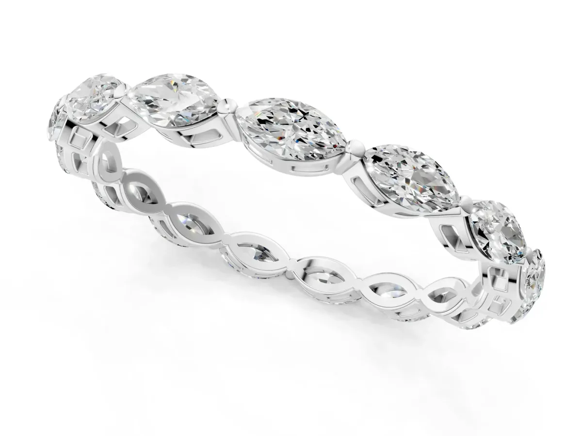 Marquise Diamond Eternity Band with U-Prong Setting Silver