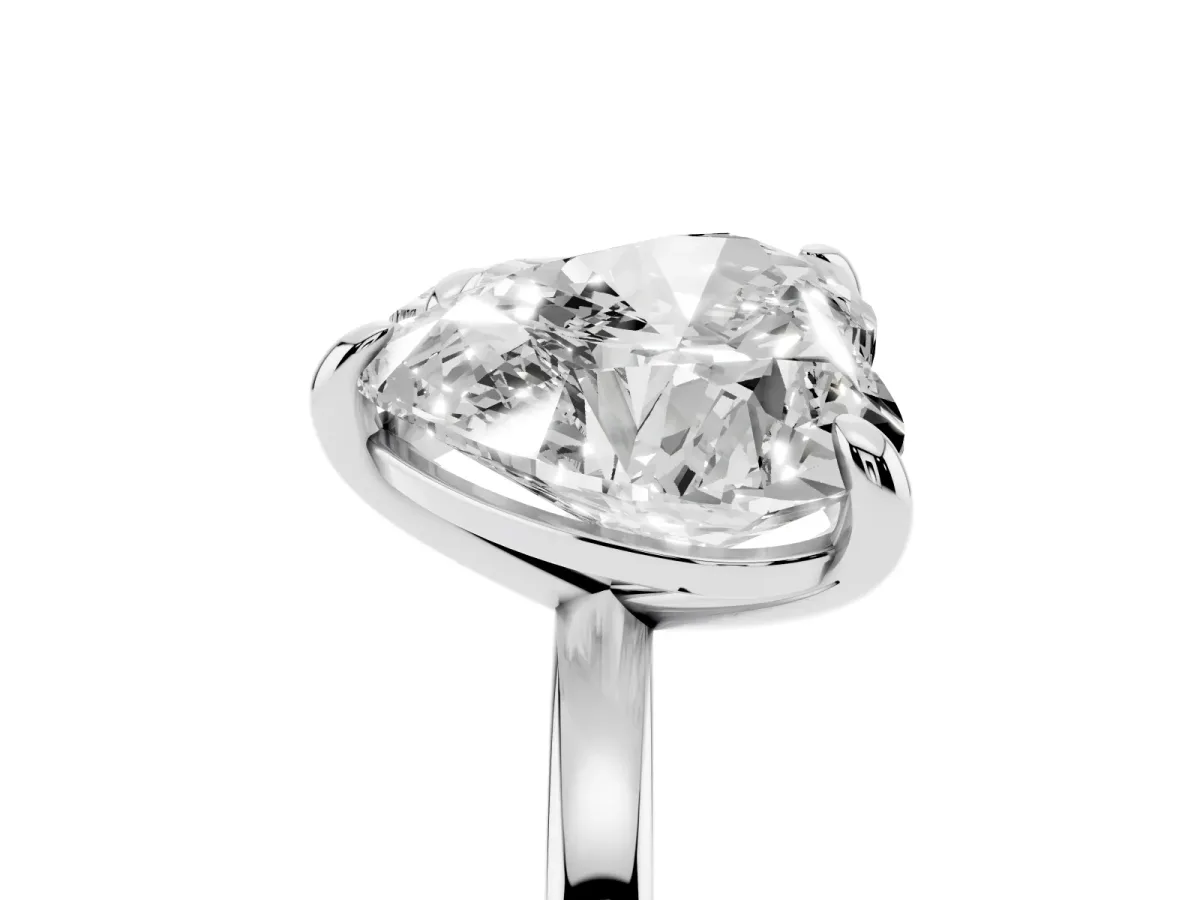 Oval and Heart Toi Moi Ring with Prong Setting and Plain Band Platinum
