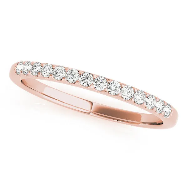 Round Diamond Half Eternity Pave Band with Shared Prong Setting Rose gold