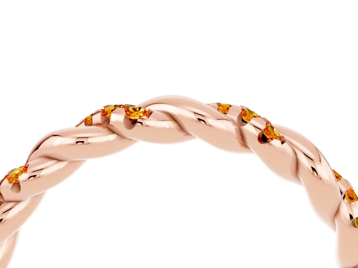 Twisted Pavé Round Citrine Eternity Band Rose gold
