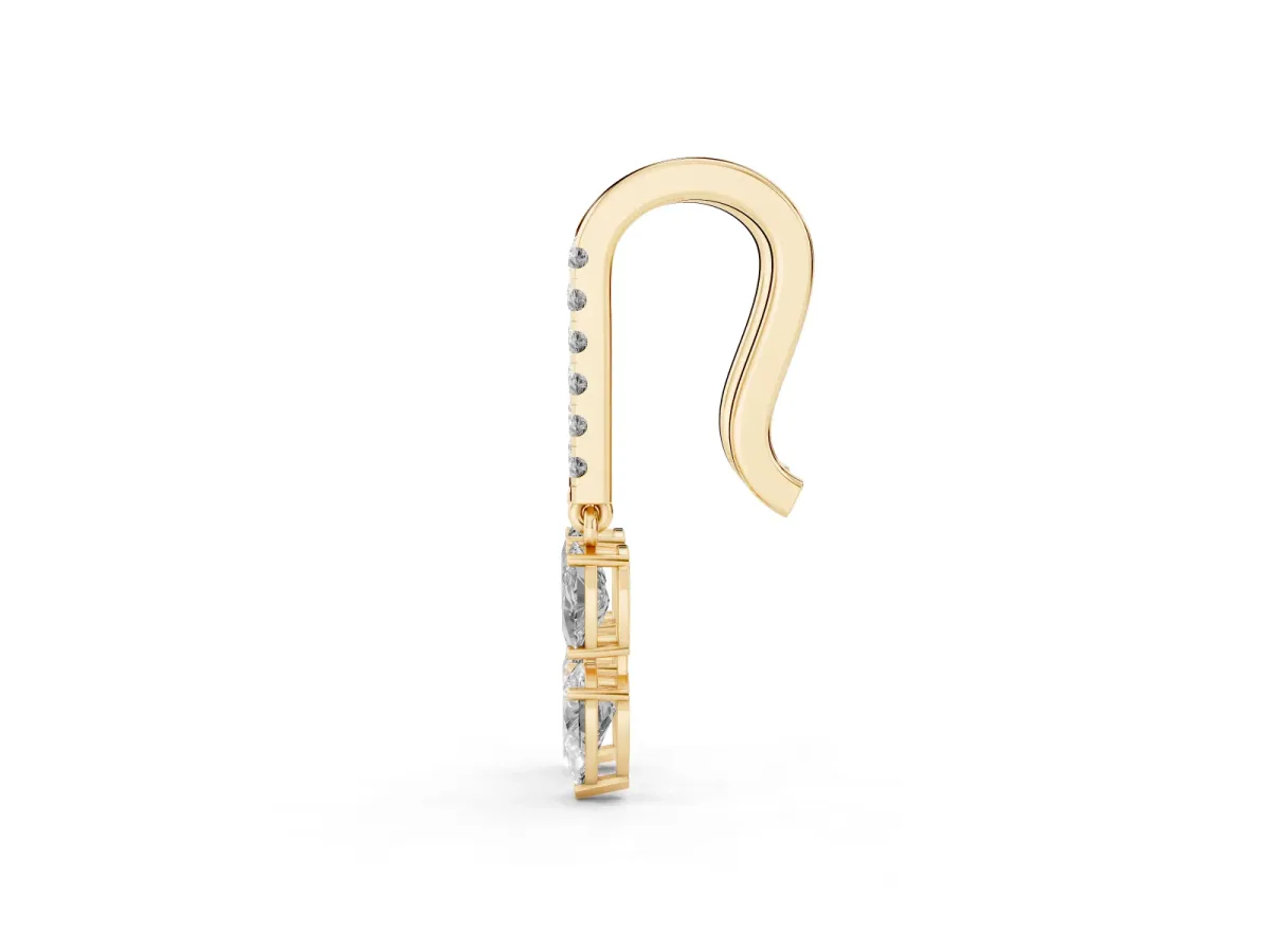 Cushion Cut Diamond Multi-Shape Drop Earrings Yellow gold