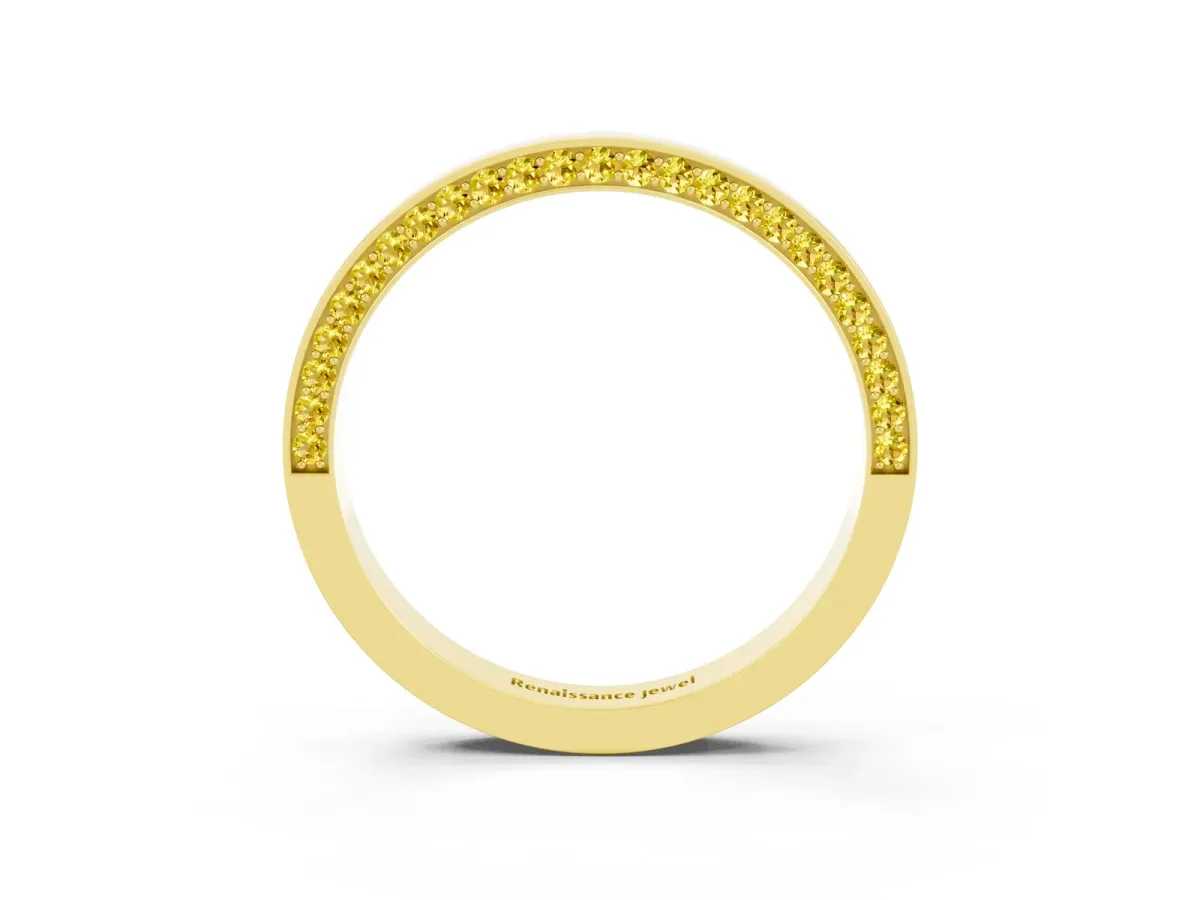 Pavé Round Yellow Sapphire Channel Set Band Yellow gold