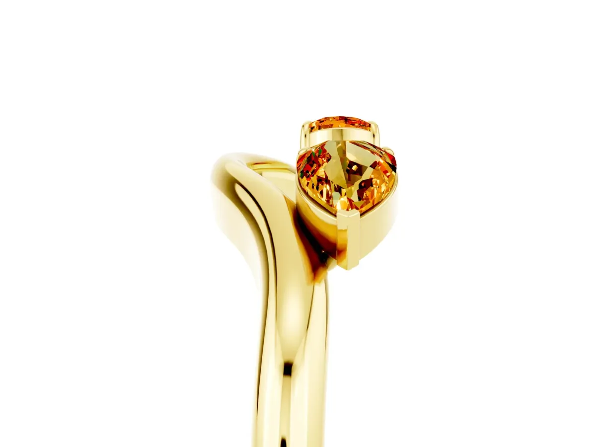 Pear Cut Citrine Two-Stone Open Band Ring with Prong Setting Yellow gold