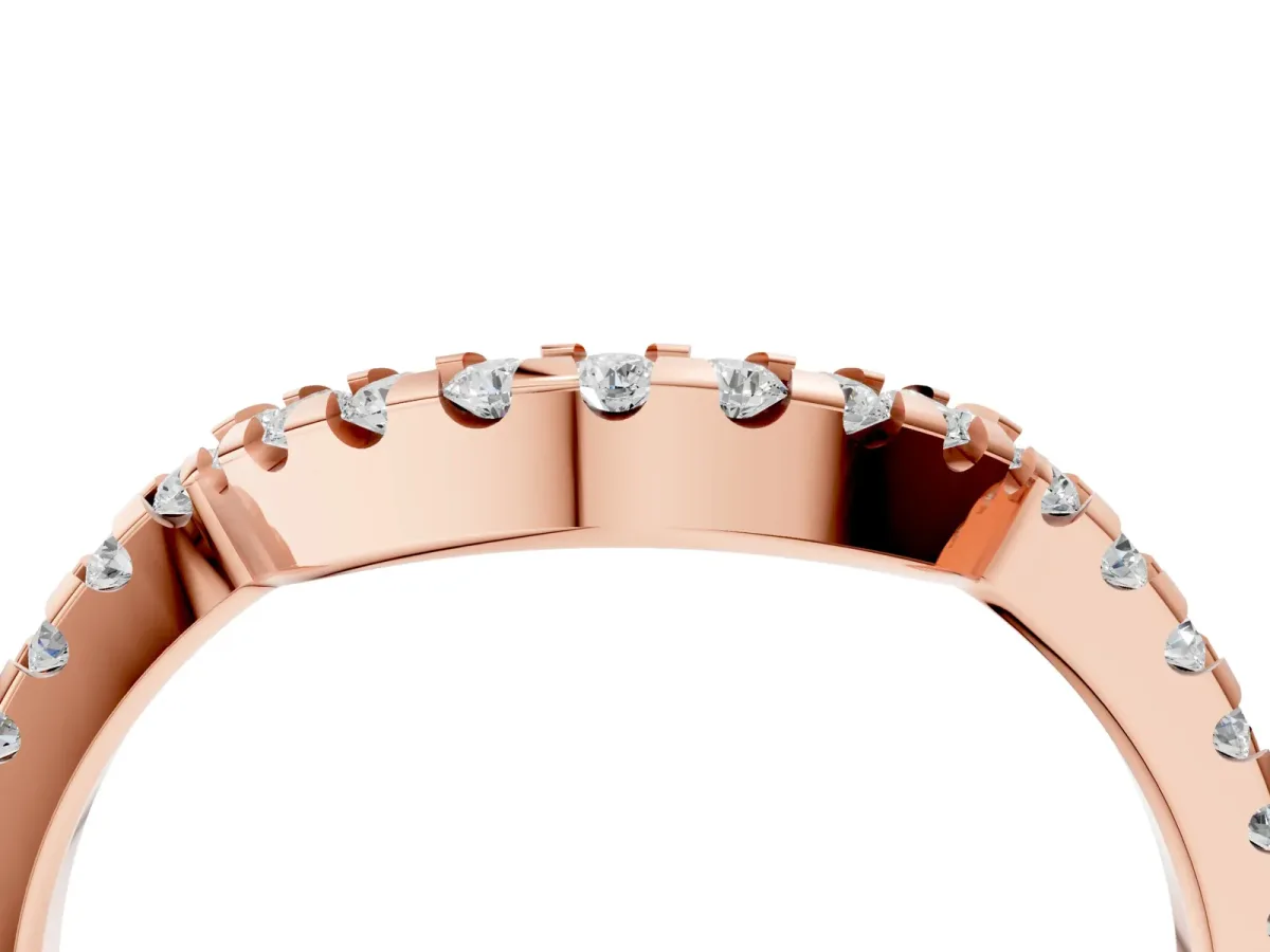 Pavé Round Diamond Contour Band with U-Prong Setting Rose gold