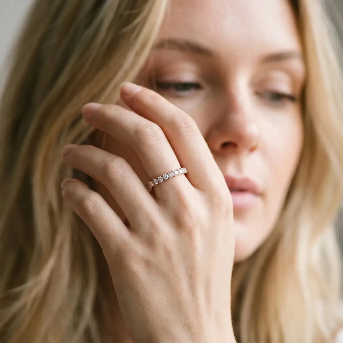 Round Diamond Pavé Set Eternity Band with Micro Prong Setting Rose gold